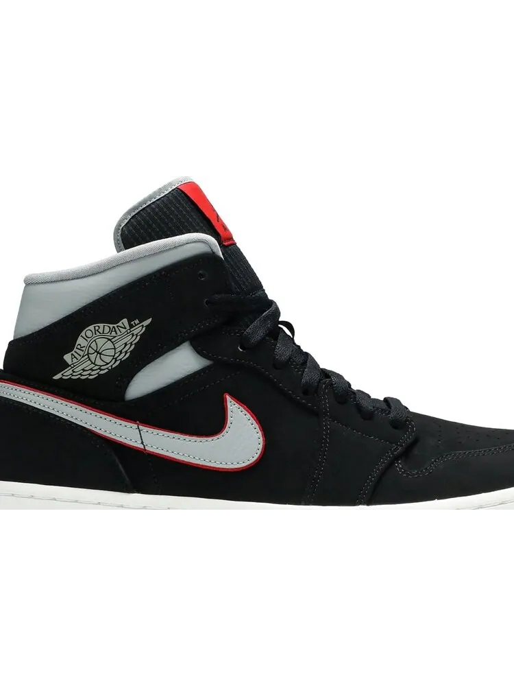Кроссовки Air Jordan 1 Mid Black Grey — изображение 2 из 8, черный