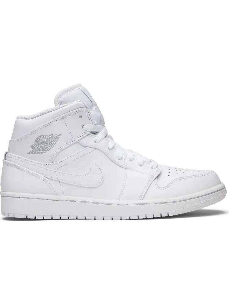 Кроссовки Air Jordan 1 Retro Mid White Pure Platinum — изображение 1 из 8, белый