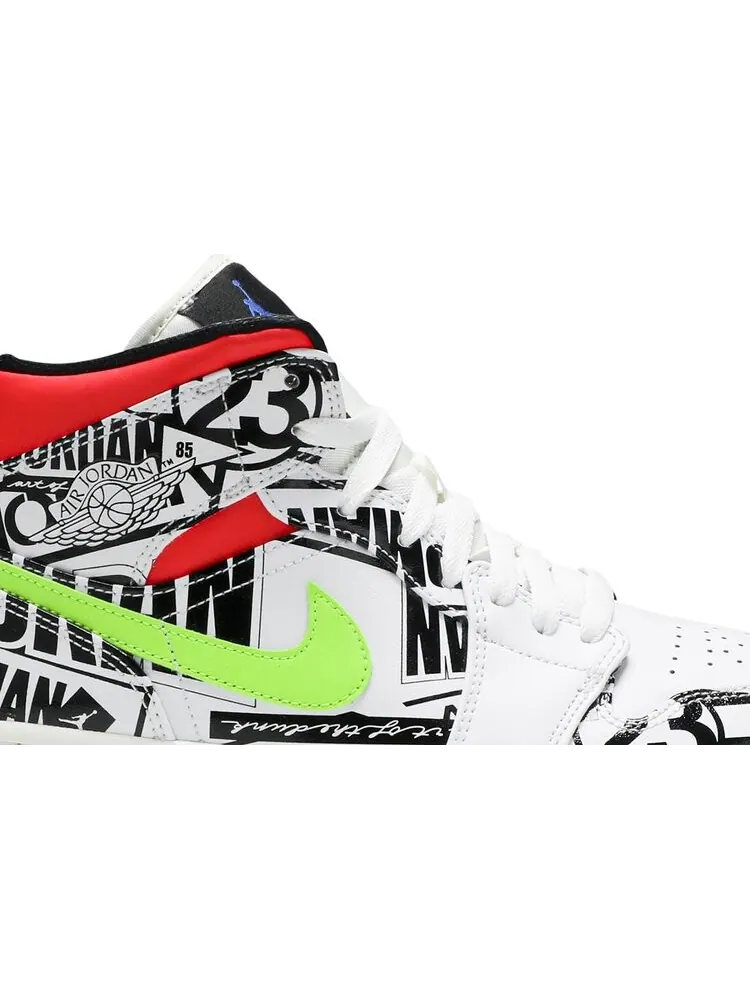 Кроссовки Air Jordan 1 Mid Over-Print Logos — изображение 2 из 8, белый