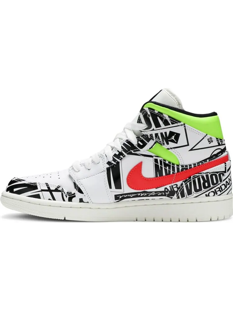 Кроссовки Air Jordan 1 Mid Over-Print Logos — изображение 3 из 8, белый