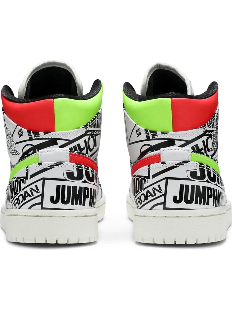 Кроссовки Air Jordan 1 Mid Over-Print Logos — изображение 6 из 8, белый
