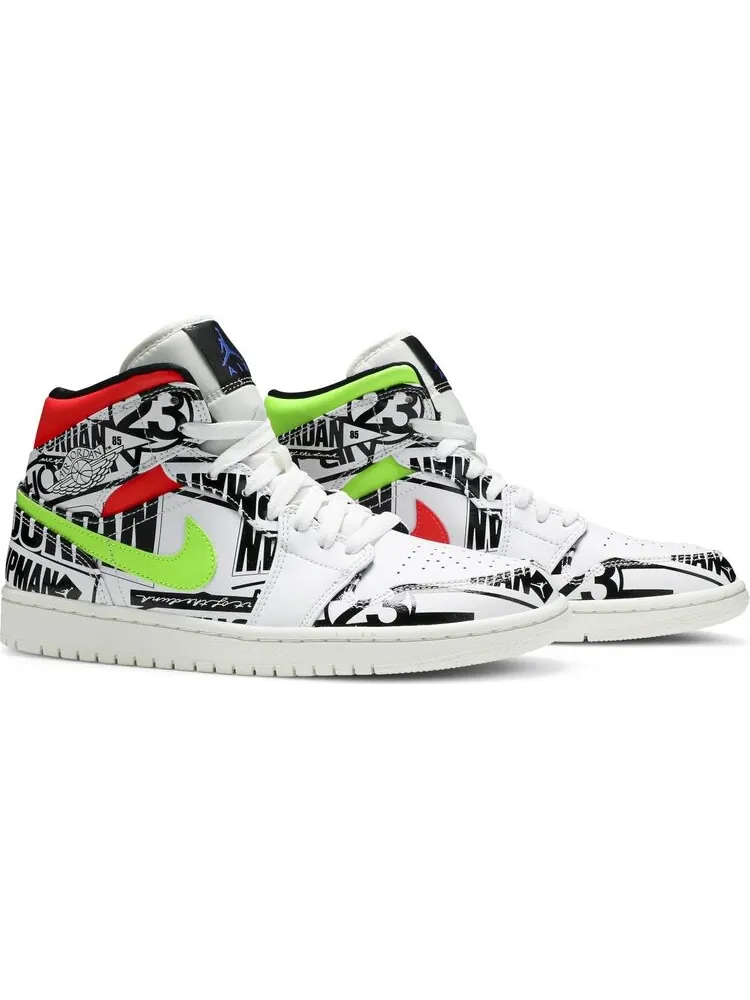 Кроссовки Air Jordan 1 Mid Over-Print Logos — изображение 8 из 8, белый