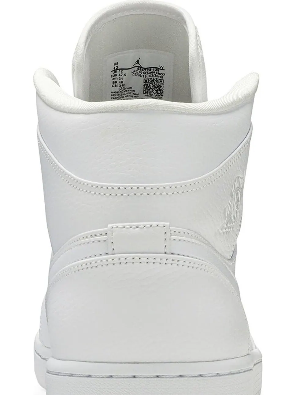 Кроссовки Air Jordan 1 Mid Triple White — изображение 7 из 8, белый