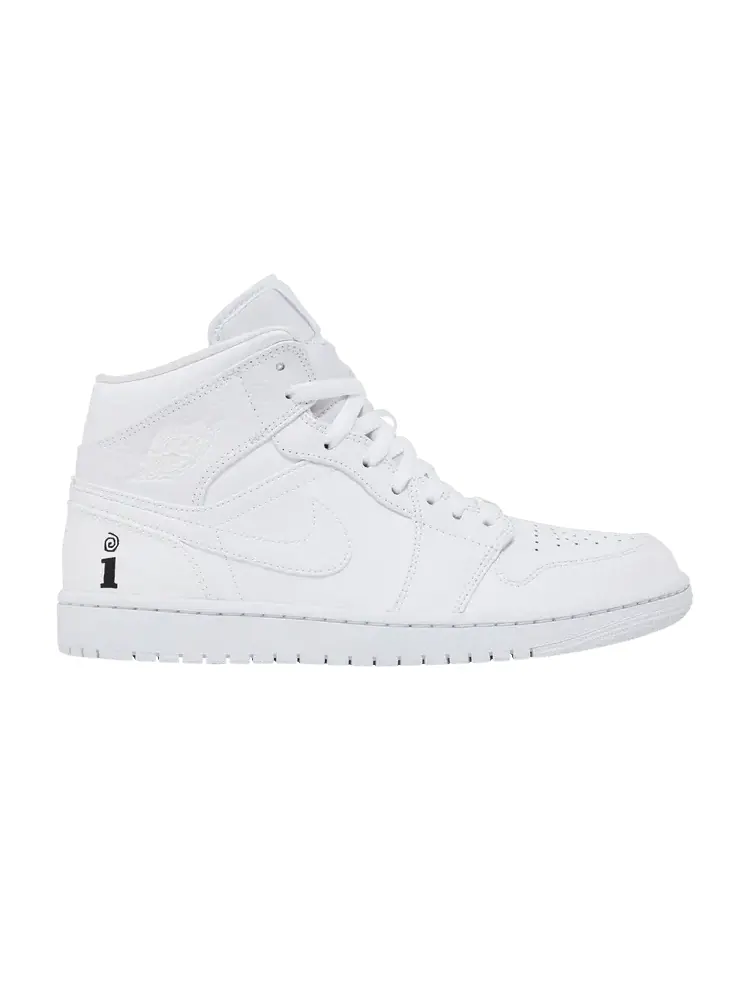 Кроссовки Air Jordan Interscope Records x Air Jordan 1 Mid 'Triple White' — изображение 1 из 9, белый/белый/белый