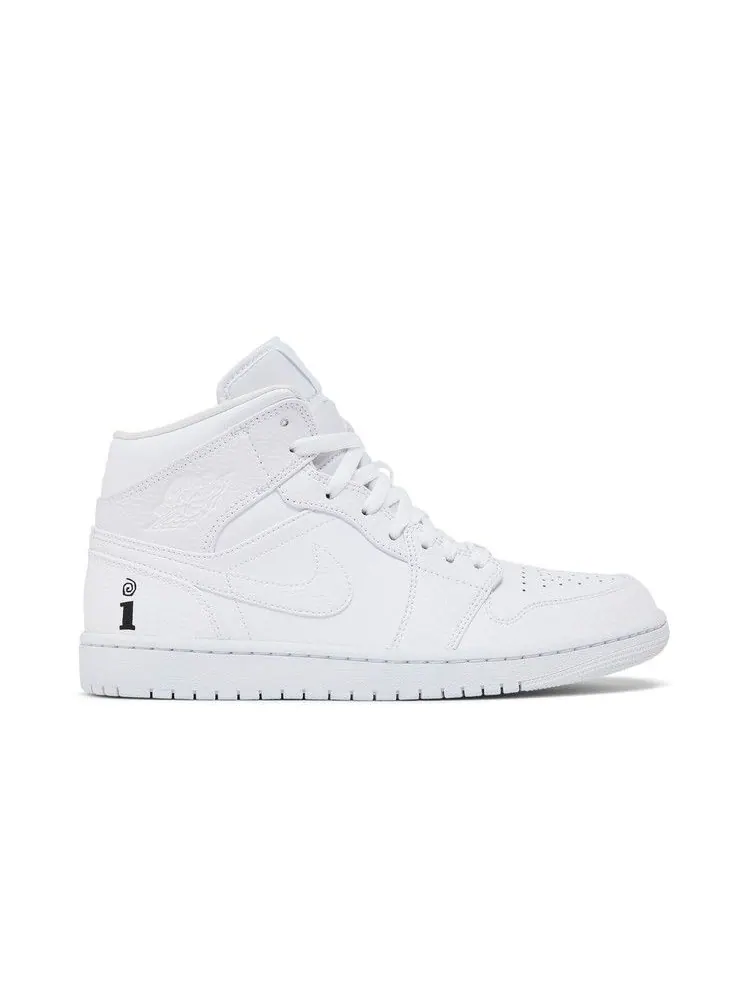 Кроссовки Air Jordan Interscope Records x Air Jordan 1 Mid 'Triple White' — изображение 2 из 9, белый/белый/белый