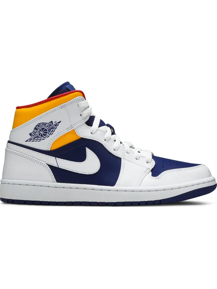 Кроссовки Air Jordan 1 Mid White Deep Royal Blue — изображение 1 из 8, белый