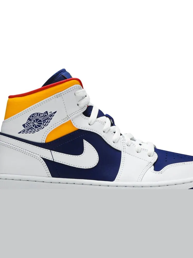 Кроссовки Air Jordan 1 Mid White Deep Royal Blue — изображение 2 из 8, белый