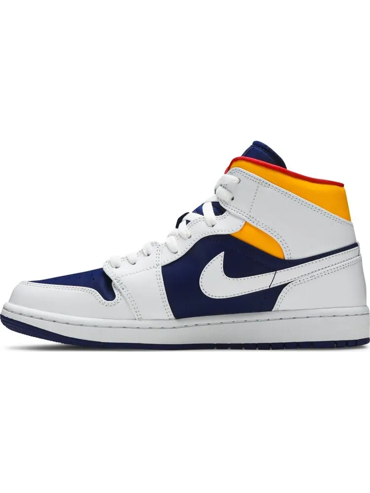 Кроссовки Air Jordan 1 Mid White Deep Royal Blue — изображение 3 из 8, белый