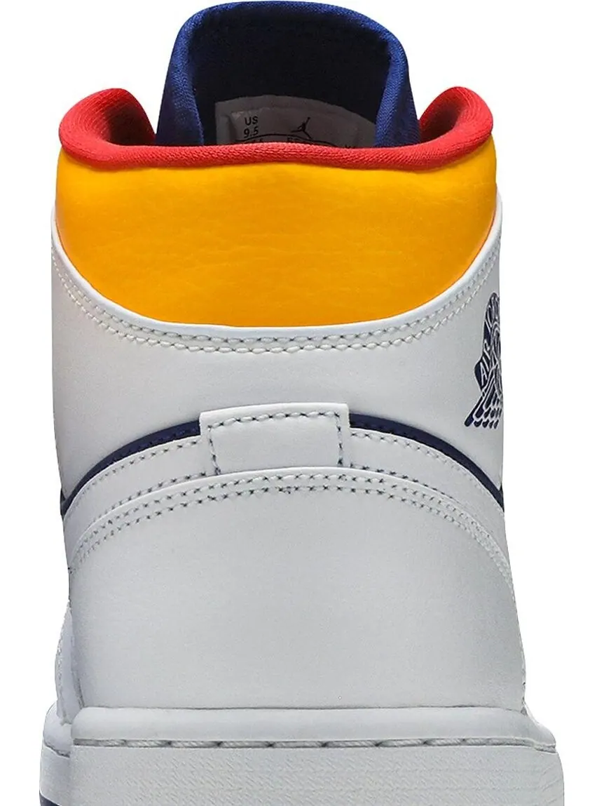 Кроссовки Air Jordan 1 Mid White Deep Royal Blue — изображение 7 из 8, белый