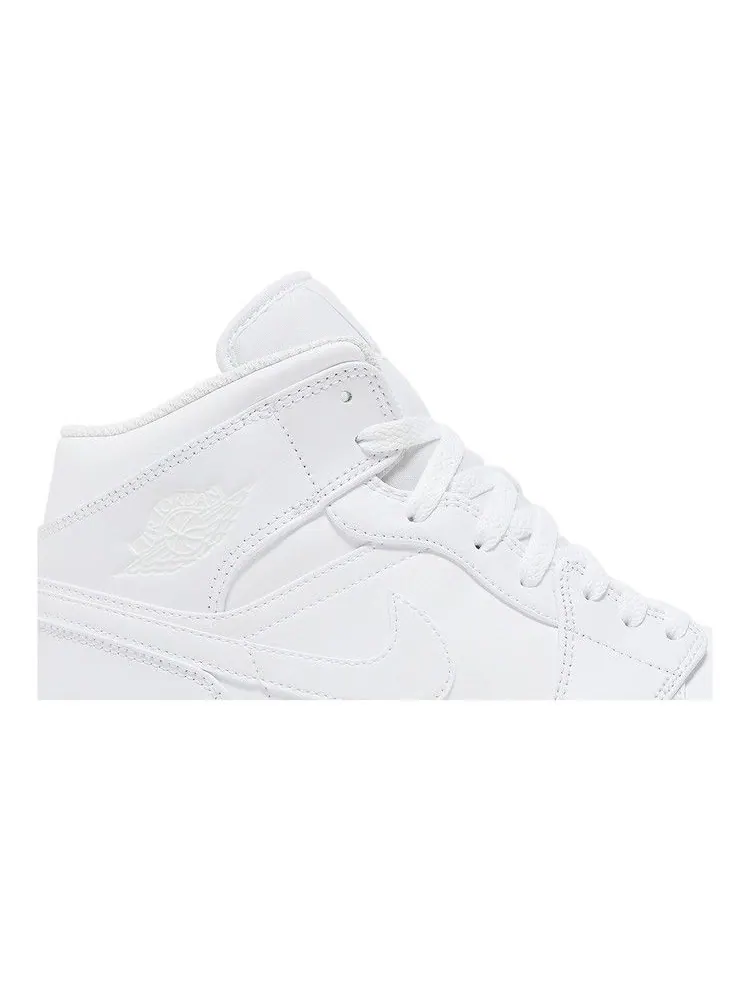 Кроссовки Air Jordan Air Jordan 1 Mid 'Triple White' — изображение 3 из 9, белый/белый/белый