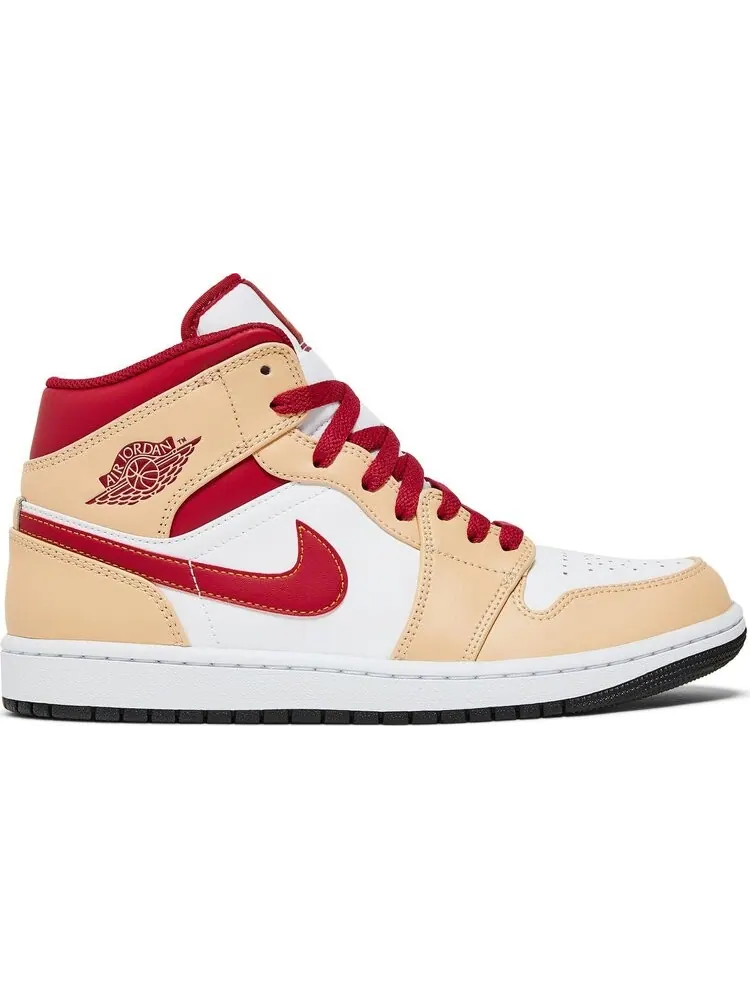 Кроссовки Air Jordan 1 Mid Light Curry Cardinal Red — изображение 1 из 8, коричневый