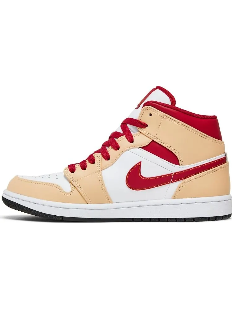 Кроссовки Air Jordan 1 Mid Light Curry Cardinal Red — изображение 3 из 8, коричневый