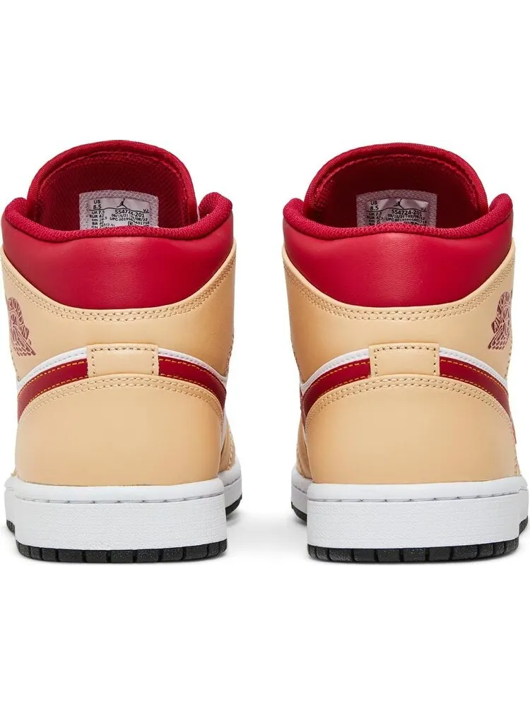 Кроссовки Air Jordan 1 Mid Light Curry Cardinal Red — изображение 6 из 8, коричневый