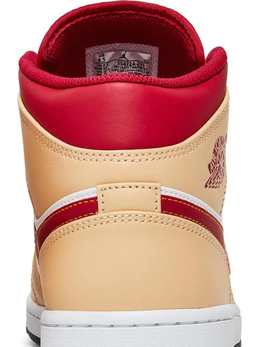 Кроссовки Air Jordan 1 Mid Light Curry Cardinal Red — изображение 7 из 8, коричневый