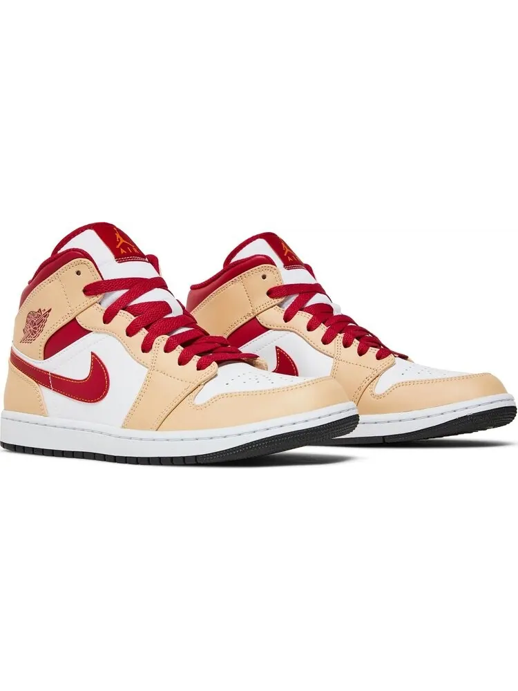 Кроссовки Air Jordan 1 Mid Light Curry Cardinal Red — изображение 8 из 8, коричневый