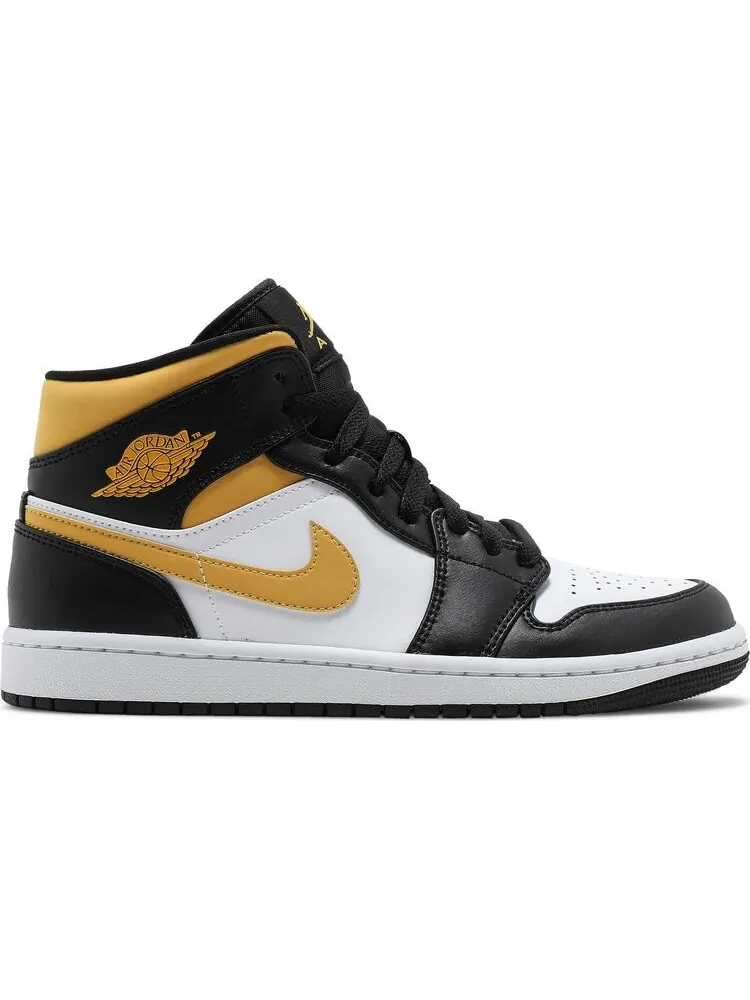 Кроссовки Air Jordan 1 Mid Black University Gold — изображение 1 из 8, белый