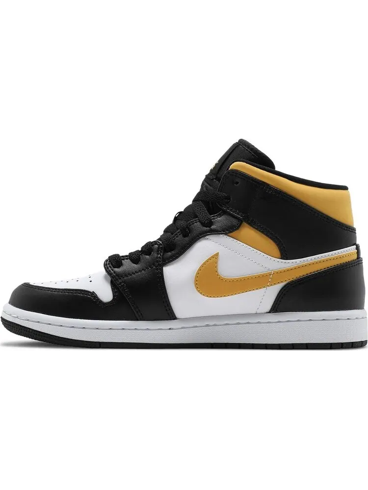 Кроссовки Air Jordan 1 Mid Black University Gold — изображение 3 из 8, белый