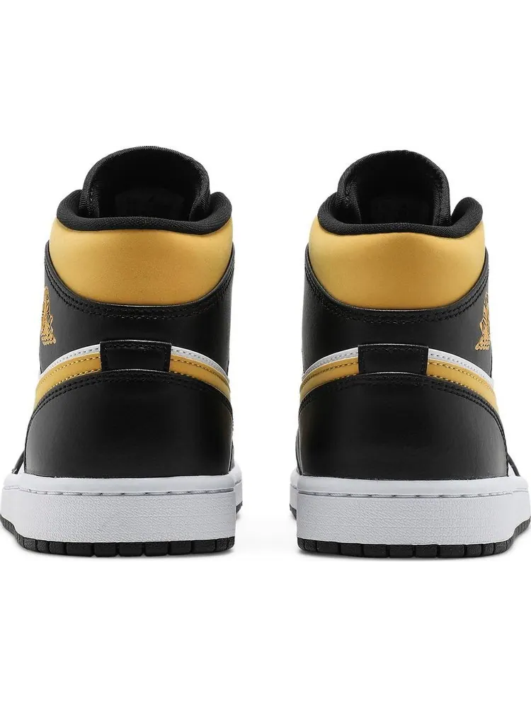 Кроссовки Air Jordan 1 Mid Black University Gold — изображение 6 из 8, белый