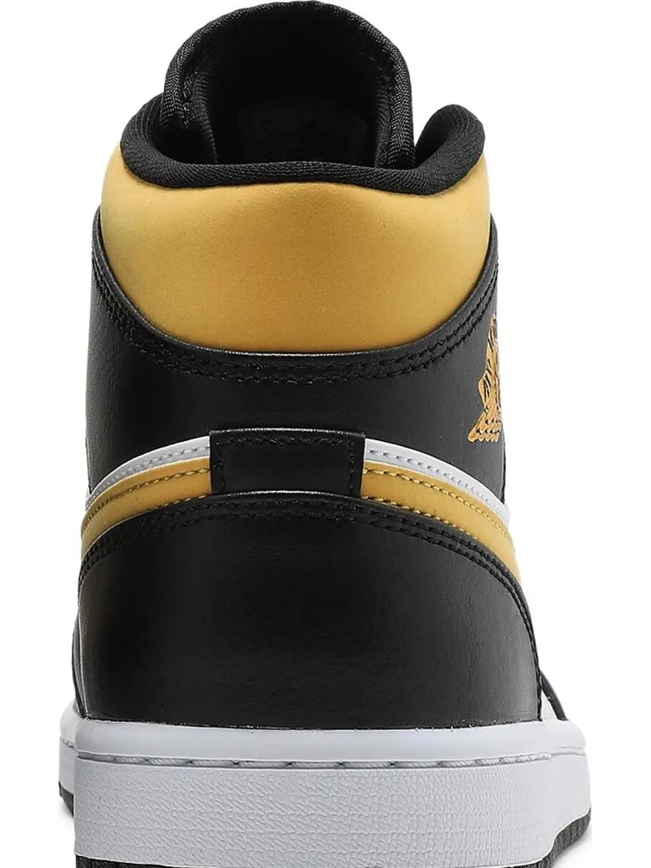Кроссовки Air Jordan 1 Mid Black University Gold — изображение 7 из 8, белый