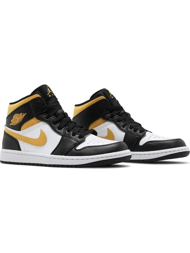 Кроссовки Air Jordan 1 Mid Black University Gold — изображение 8 из 8, белый