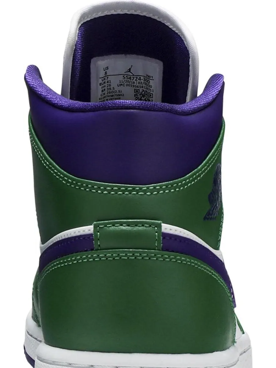 Кроссовки Air Jordan 1 Mid Hulk — изображение 7 из 8, фиолетовый зеленый