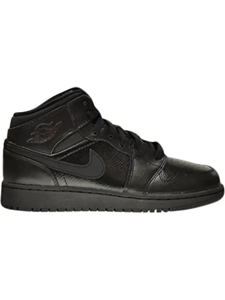 Кроссовки Air Jordan 1 Retro Mid GS Triple Black — изображение 1 из 1, черный