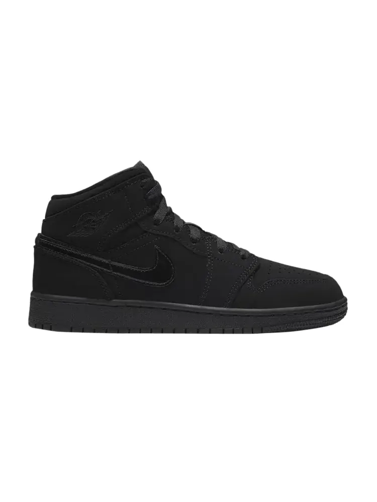 Кроссовки Air Jordan Air Jordan 1 Mid GS 'Triple Black' — изображение 1 из 1, черный/черный/черный