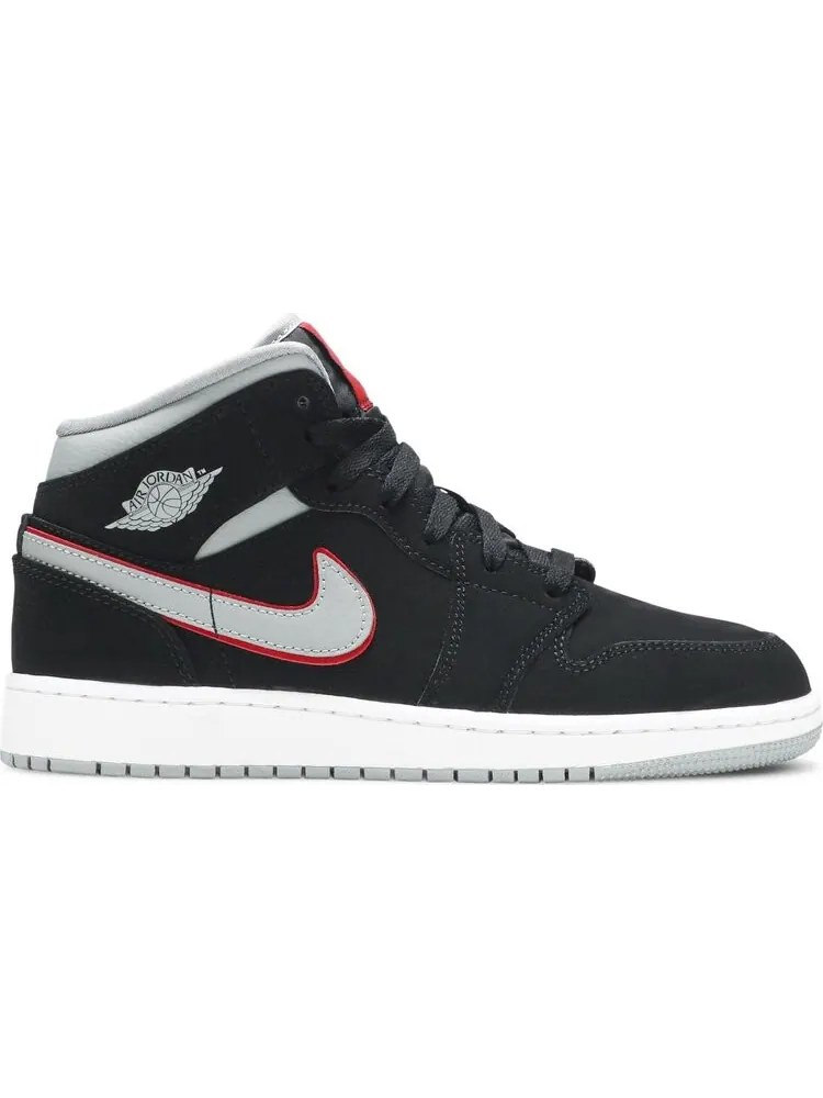 Кроссовки Air Jordan 1 Mid GS Black Particle Grey — изображение 1 из 8, черный
