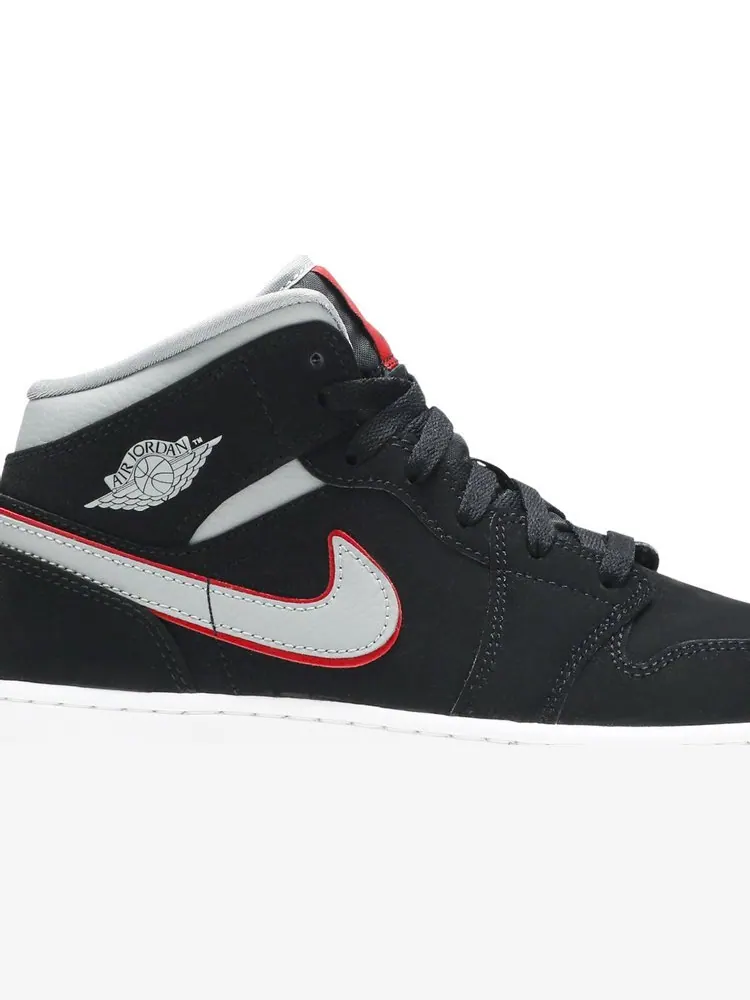 Кроссовки Air Jordan 1 Mid GS Black Particle Grey — изображение 2 из 8, черный