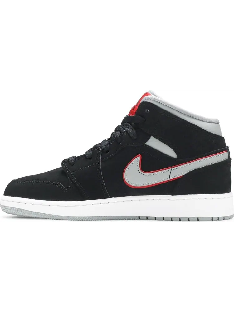 Кроссовки Air Jordan 1 Mid GS Black Particle Grey — изображение 3 из 8, черный