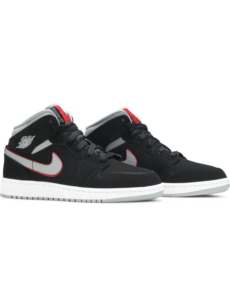 Кроссовки Air Jordan 1 Mid GS Black Particle Grey — изображение 8 из 8, черный