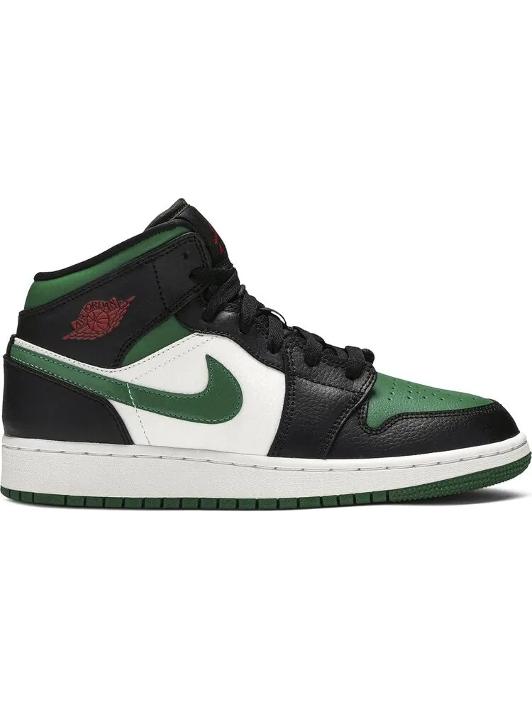 Кроссовки Air Jordan 1 Mid GS Black Pine Green — изображение 1 из 8, зеленый