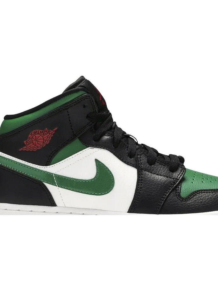 Кроссовки Air Jordan 1 Mid GS Black Pine Green — изображение 2 из 8, зеленый