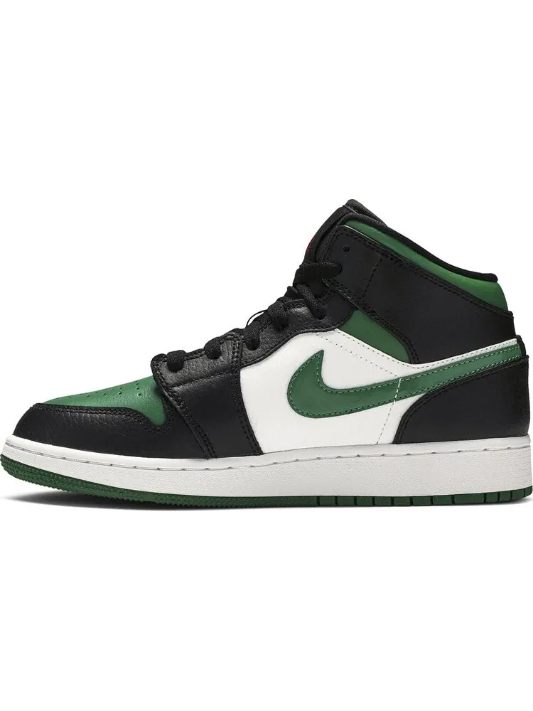 Кроссовки Air Jordan 1 Mid GS Black Pine Green — изображение 3 из 8, зеленый