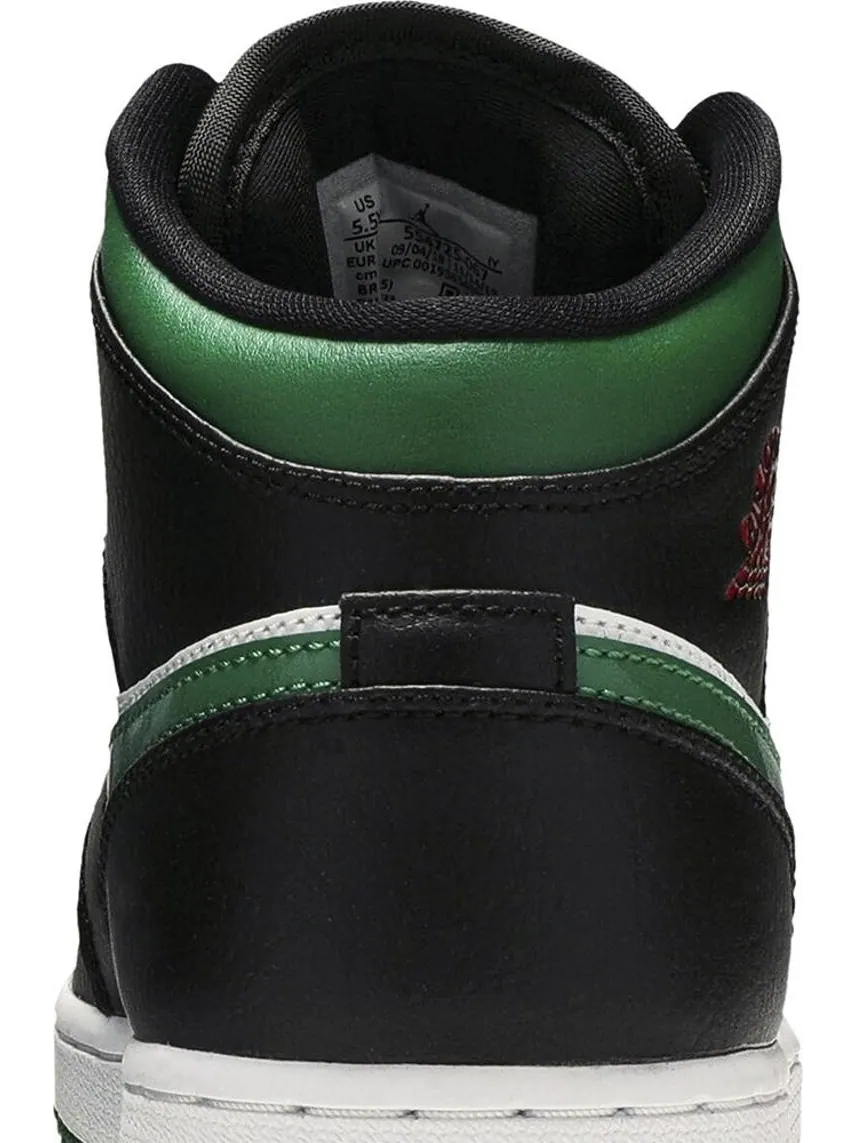 Кроссовки Air Jordan 1 Mid GS Black Pine Green — изображение 7 из 8, зеленый