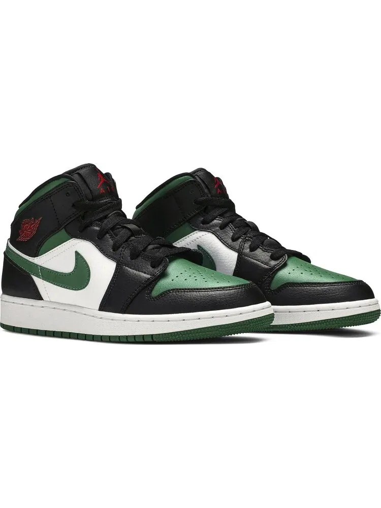 Кроссовки Air Jordan 1 Mid GS Black Pine Green — изображение 8 из 8, зеленый