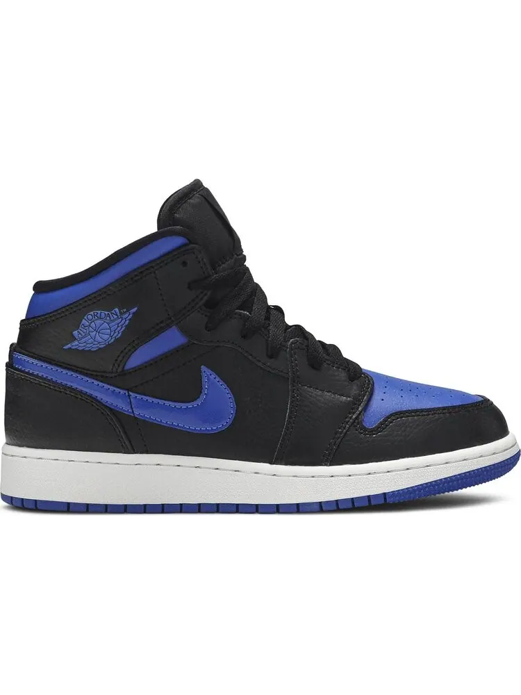 Кроссовки Air Jordan 1 Mid GS Black Hyper Royal — изображение 1 из 8, синий