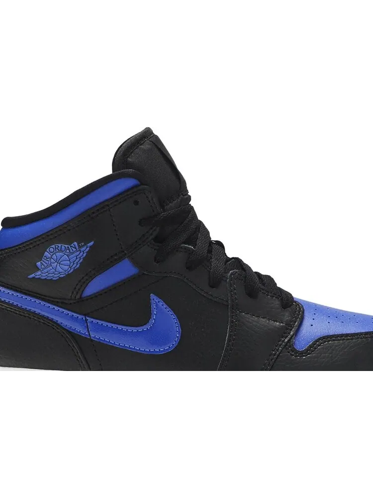 Кроссовки Air Jordan 1 Mid GS Black Hyper Royal — изображение 2 из 8, синий