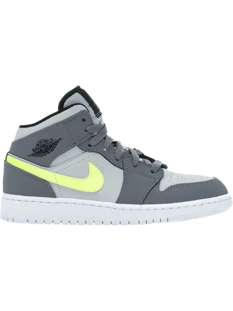 Кроссовки Air Jordan 1 Mid GS Gun Smoke Volt — изображение 1 из 1, серый