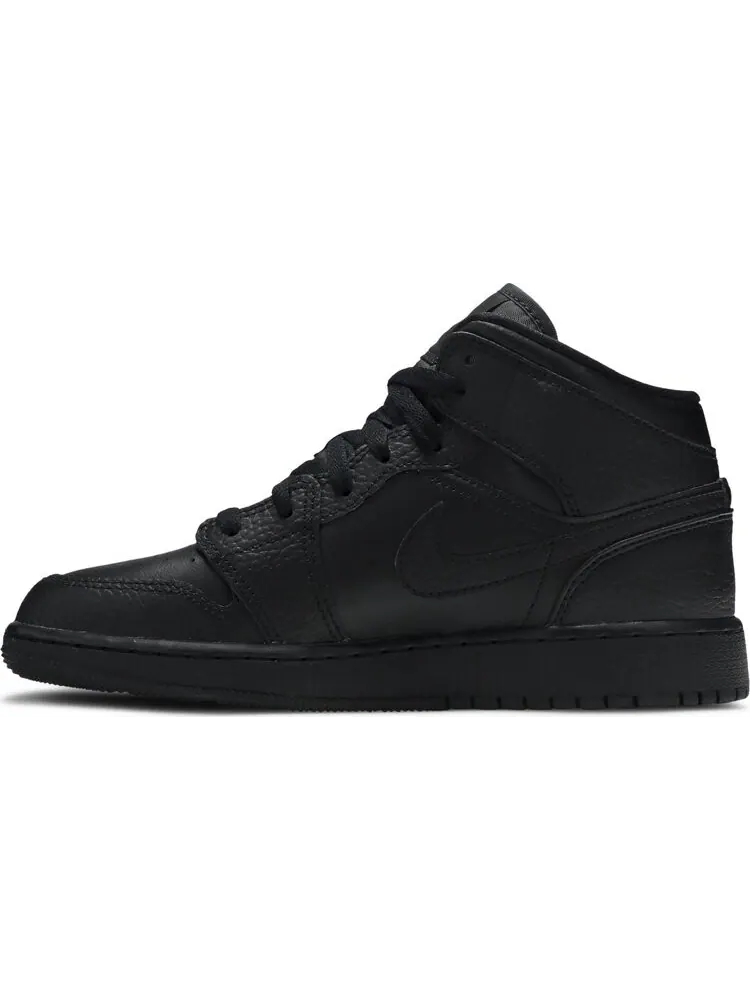 Кроссовки Air Jordan 1 Mid GS Triple Black 2020 — изображение 3 из 8, черный