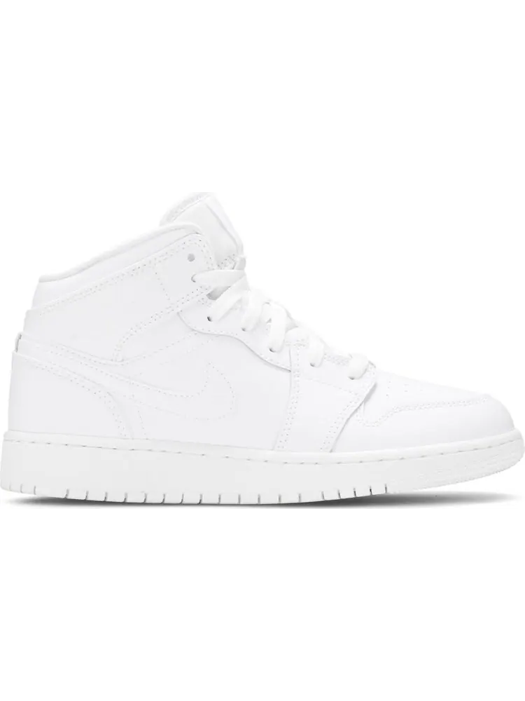 Кроссовки Air Jordan 1 Mid GS Triple — изображение 1 из 8, белый