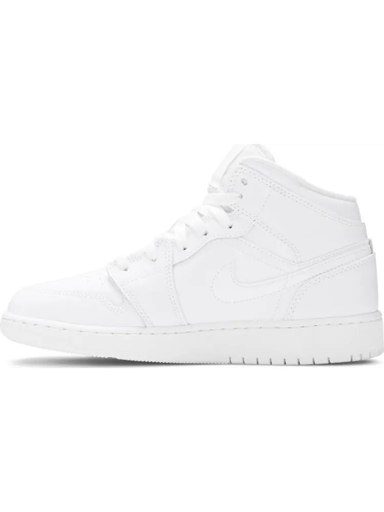 Кроссовки Air Jordan 1 Mid GS Triple — изображение 3 из 8, белый