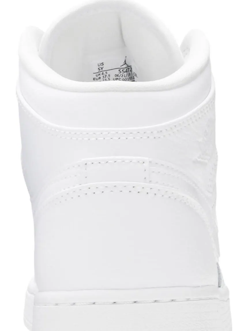 Кроссовки Air Jordan 1 Mid GS Triple — изображение 7 из 8, белый