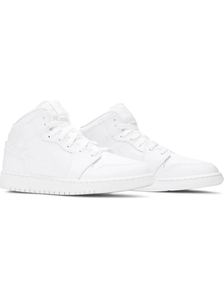 Кроссовки Air Jordan 1 Mid GS Triple — изображение 8 из 8, белый