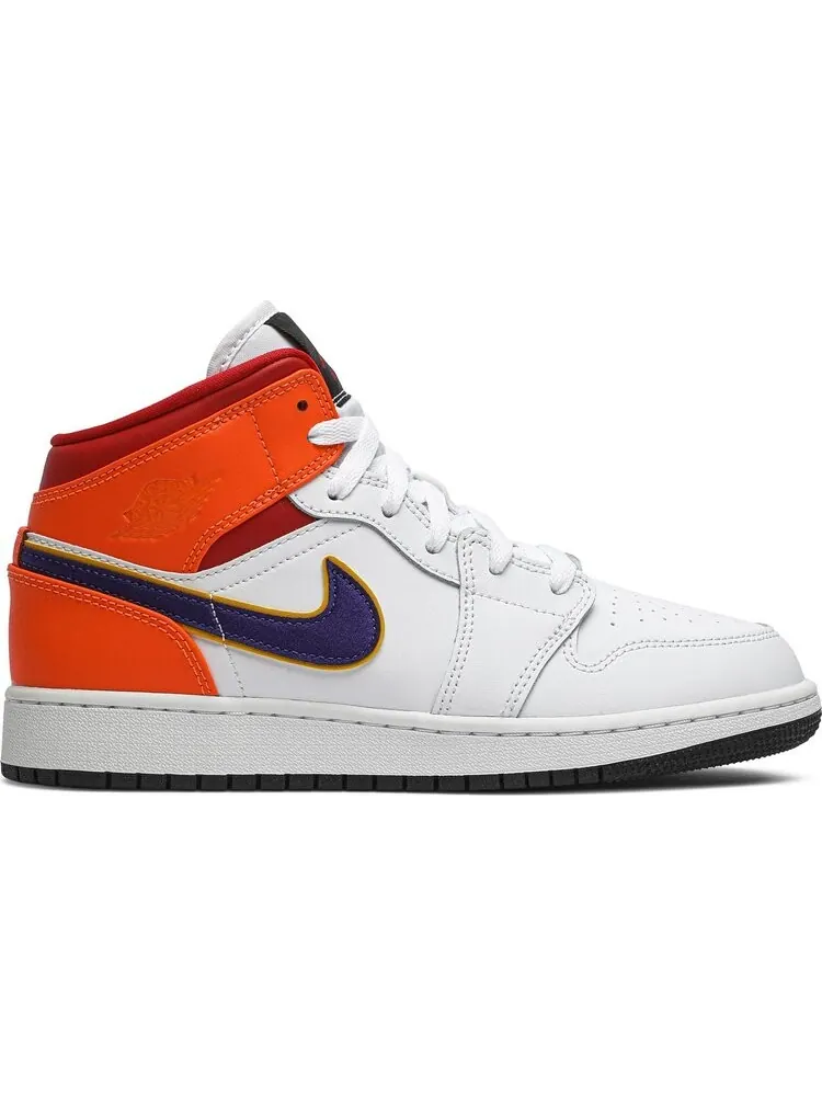 Кроссовки Air Jordan 1 Mid GS White Court Purple Teal — изображение 1 из 8, белый