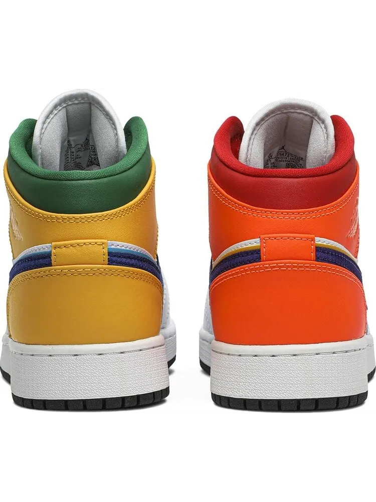 Кроссовки Air Jordan 1 Mid GS White Court Purple Teal — изображение 6 из 8, белый