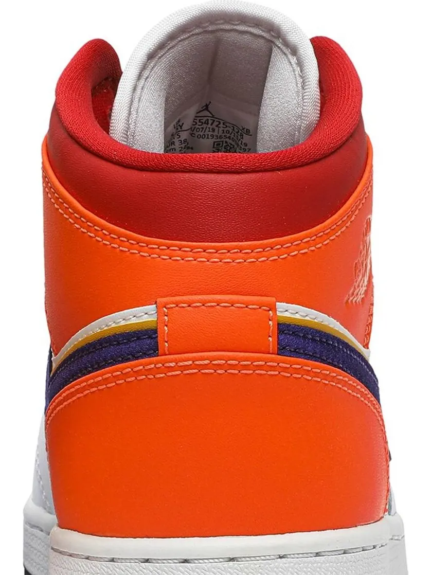 Кроссовки Air Jordan 1 Mid GS White Court Purple Teal — изображение 7 из 8, белый