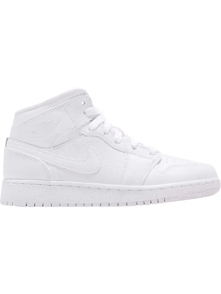 Кроссовки Air Jordan 1 Mid BG Triple White — изображение 1 из 1, белый