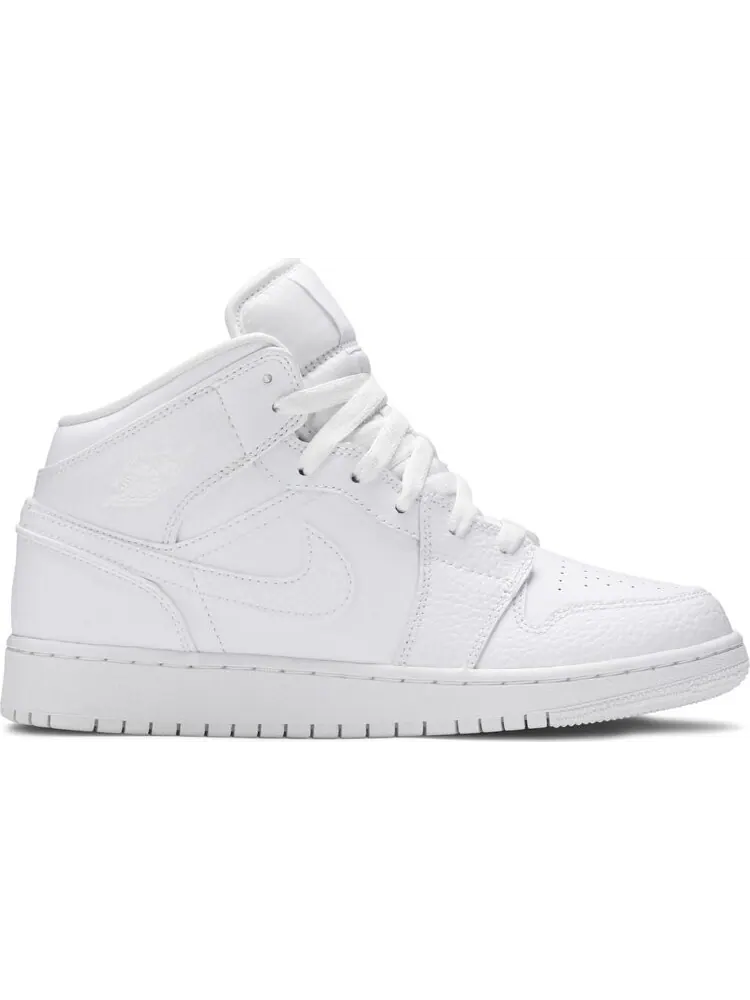 Кроссовки Air Jordan 1 Mid GS Triple — изображение 1 из 8, белый