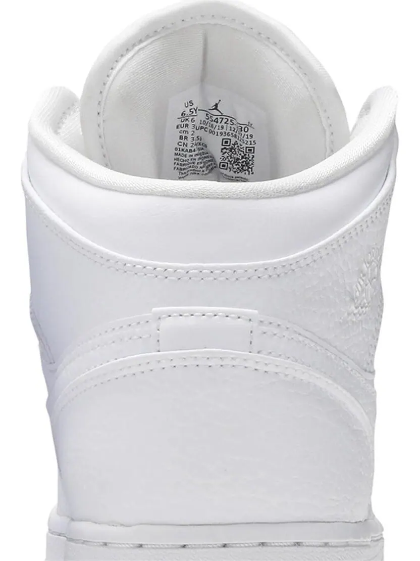 Кроссовки Air Jordan 1 Mid GS Triple — изображение 7 из 8, белый